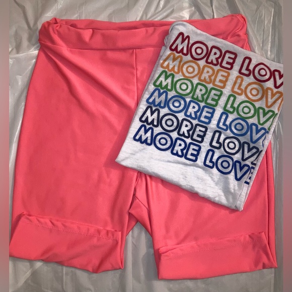Bundle! Fifth Sun “More Love” Swimsuit Cover Tank Top & Fluorescent Shorts Lg - Picture 1 of 13